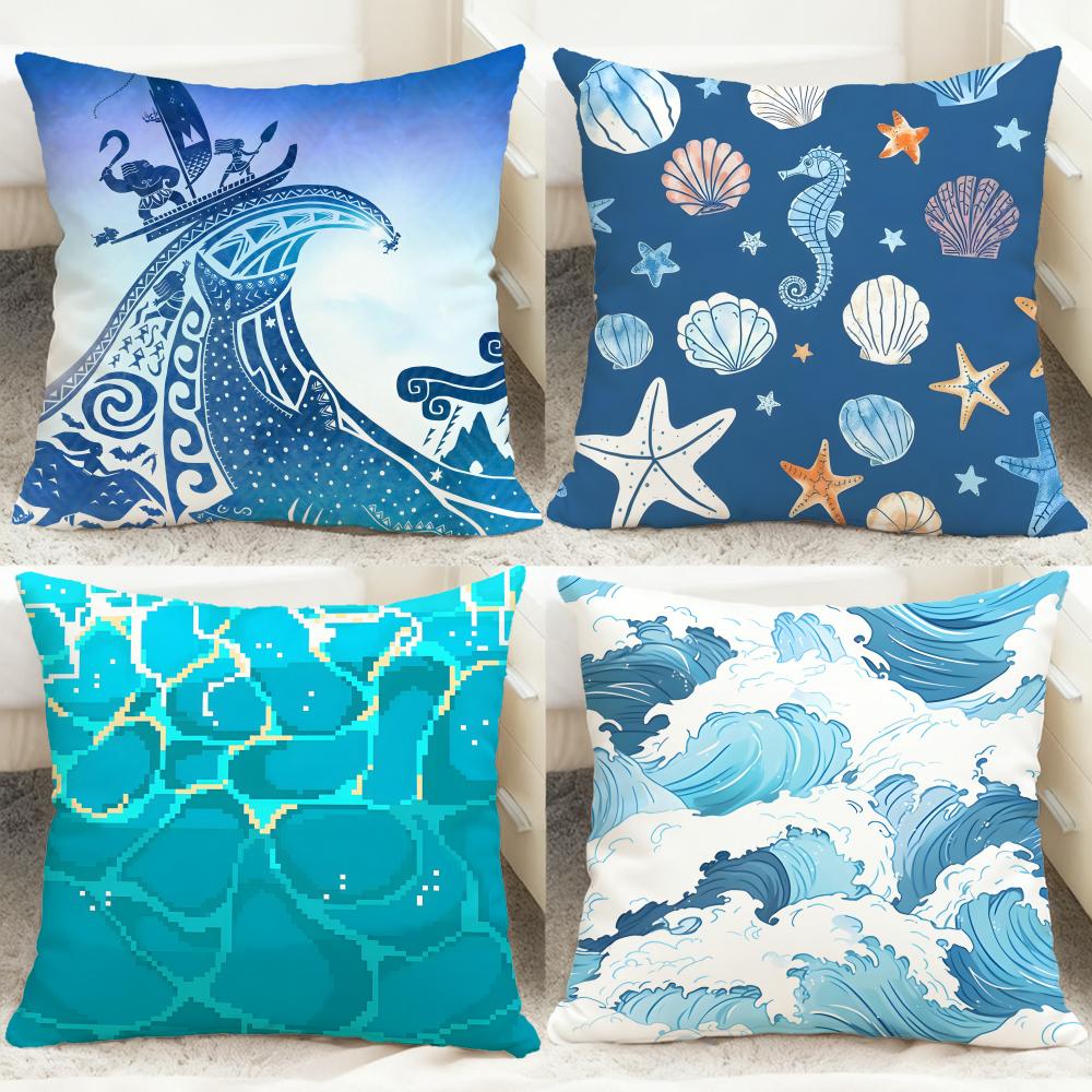 Light blue ocean ripple Cushio - Lighting Decor And Beyond review and price